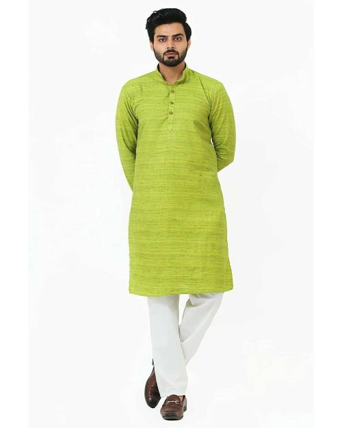 Buy Bluesaanchi Men Light Green Khadi Cotton Kurta Pajama Combo Set