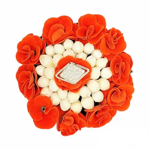 Buy DIAN Orange & White Full Bun Juda Maker Flower Gajra Hair