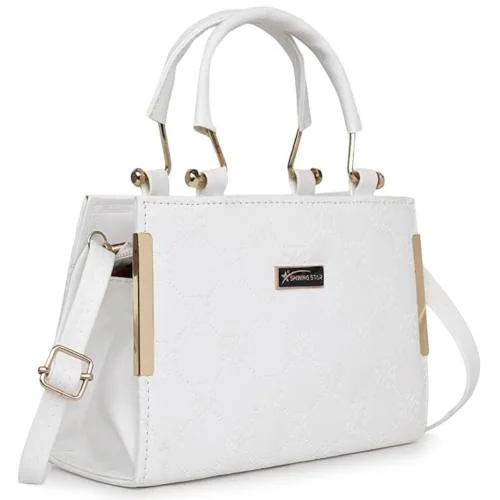 BFT Prime White Synthetic Leather Women's Satchel Bag | Ladies Purse Handbag | Handheld Bag | Sling Women bags