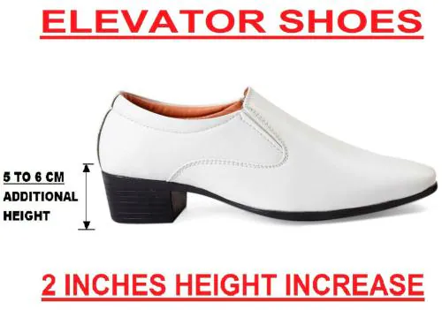 Bxxy White Men's Height Increasing Elevator Formal Slip-on Shoes