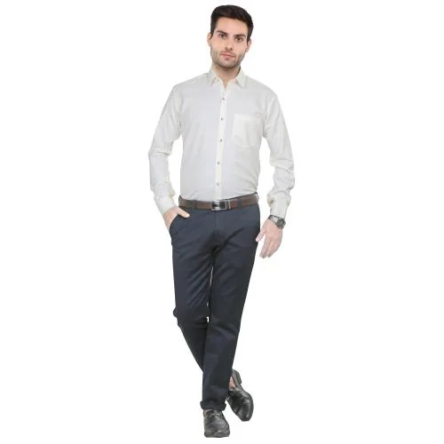 Men Off white Regular Fit Solid Formal Shirt L