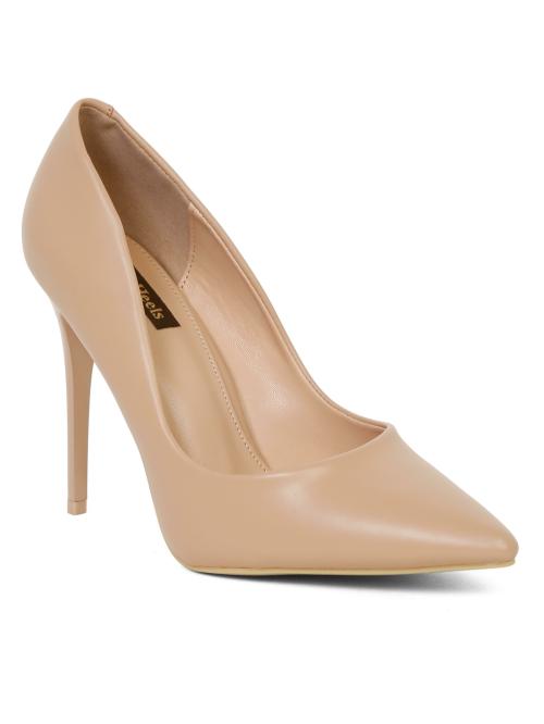 Flat n Heels Beige Stiletto Shoes for Women