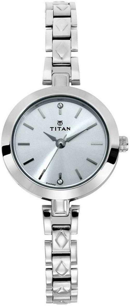 Titan Free Size Silver Dial Silver Strap Analog Watch For Women - (2598SM01)