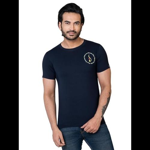 INDYSOUL Mens Casualwear 100% Supercombed Biowashed Cotton Regular fit Tshirt (Black)