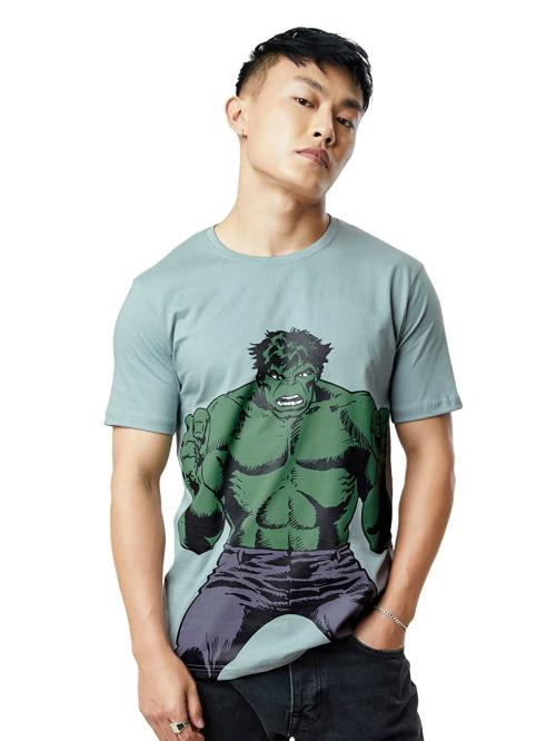 The Souled Store Men Green Printed Cotton, Polyester T-Shirts