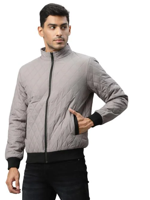 Style Quotient Men Grey Colourblocked Quilted Jacket