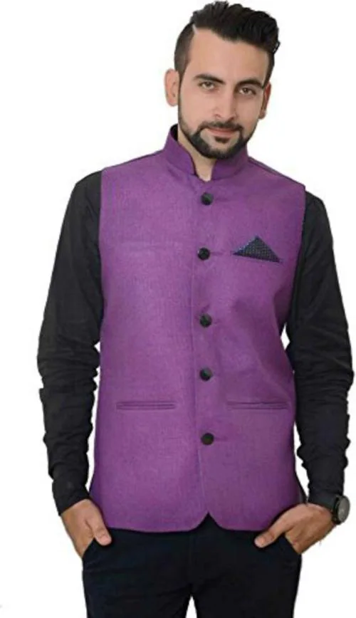 Oora Men Purple Nehru Jacket