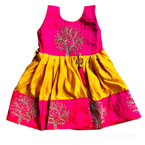 Pohar Creation Girls Frock Silk Cloth