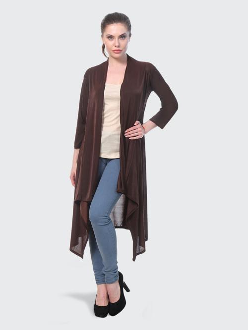 BuyNewTrend Women Brown Hosiery Long Shrug