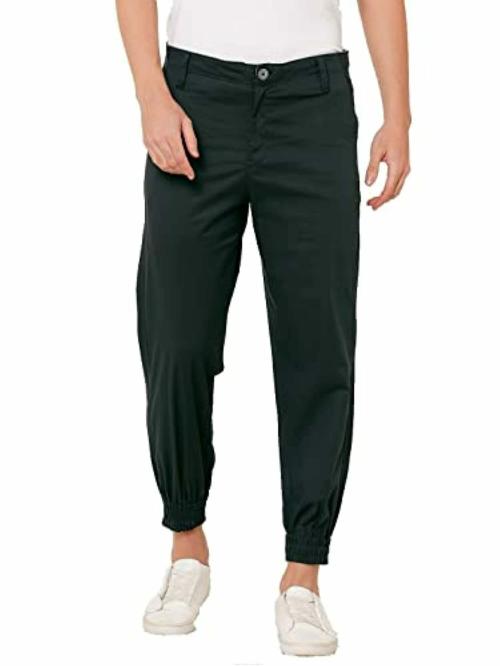 Lbee Men Grey Solid Cotton Joggers