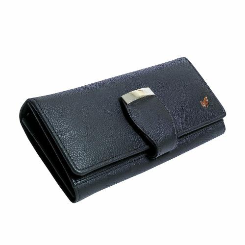 UDESERVE Black Leather Wallet for Women | RFID Protected Bi- Fold Leather Ladies Wallet | Ladies Clutch | Genuine Leather Ladies Purse with 10 Cards Slots | Women Purse |