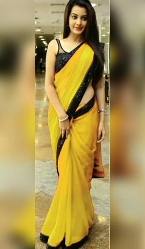 Sareez House Women Yellow Embellished Georgette Daily Wear Saree (Kajol-Nx-Yellow1)