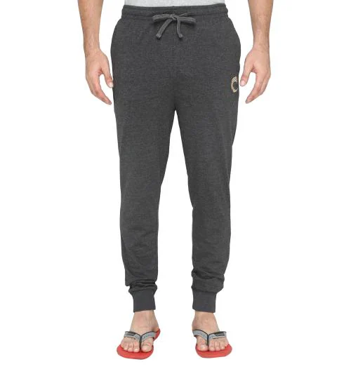 Chromozome Men Graphite Solid Cotton Blend Track Pants