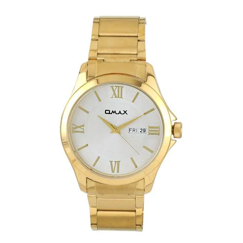 Omax Analog Silver Dial Gold Steel Strap Rich Golden Watch for Men-BGS61315