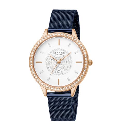 STRAND BY OBAKU Fjord Quartz Cubic Zircona White Round Dial Women's Watch - S711LXVIML