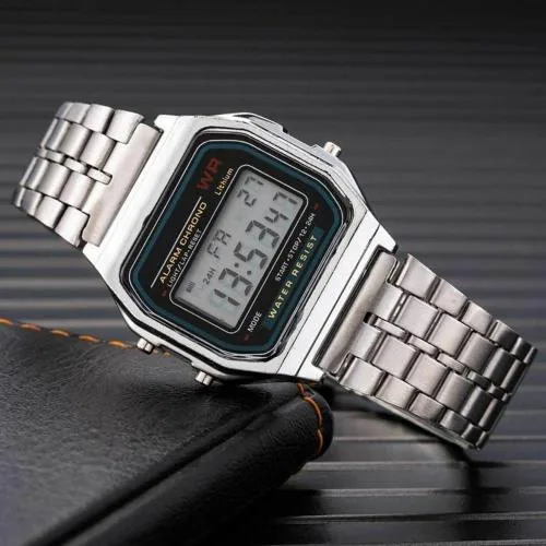 Acnos Brand Digital Silver Vintage Square Dial Unisex WR70ist Watch for Men Women Pack Of 1 (WR70-SILVER)