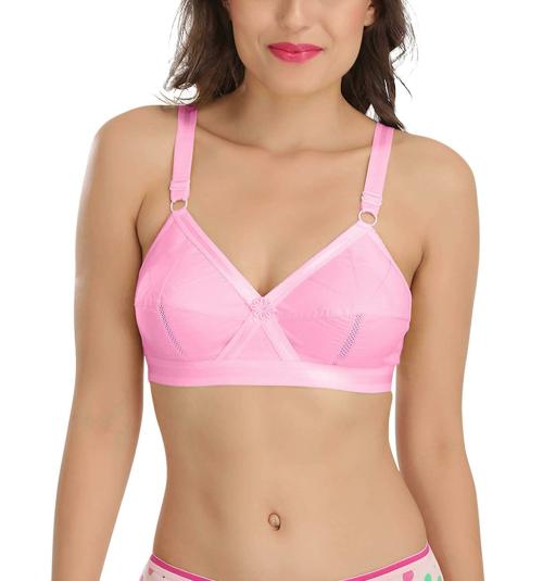 SONA Women Pink Cotton Solid Minimiser Bra (42G)