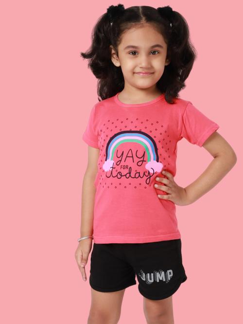 Little Zing Stylish Yellow Cotton Printed Tee For Girls - Single | | Tshirrt for Girls | Girls Tshirt | Kids Tshirt | Tshirt