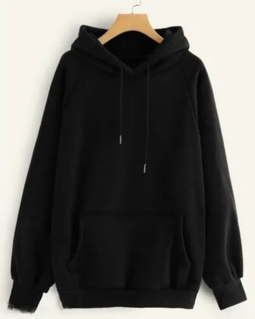 LooksOMG's Cotton Fleece 320 GSM Hoodie for Men in Black