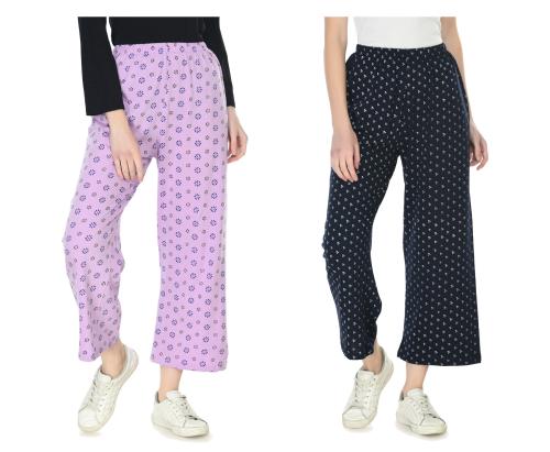 IndiWeaves Women Cotton Full Printed Palazzo (Pack of 2) Multicolor