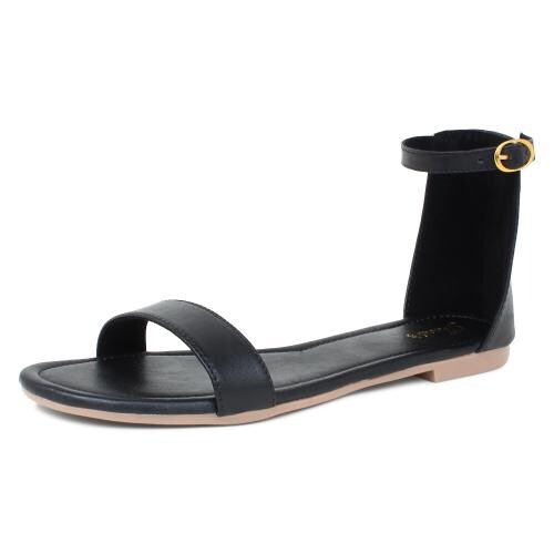 Jhamb's Casual Stlyish Flat Black Sandals Women