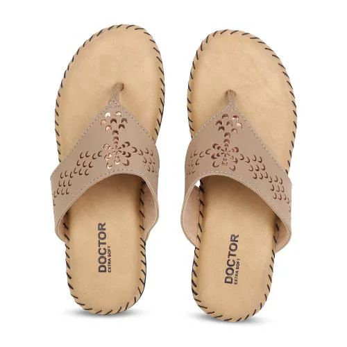 DOCTOR EXTRA SOFT Women's Beige Ortho Sandals Orthopaedic Diabetic Daily Use Dr Sole Footwear Casual Office Wear Stylish Fashion Comfort Slip on Chappals Slippers for Ladies & Girl's ART 607