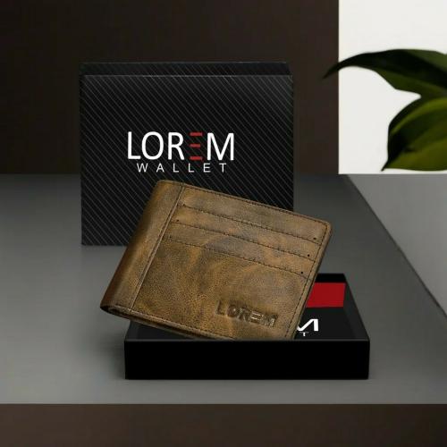 LOREM Brown Out Side Card Slot Bi-Fold Faux Leather 6 ATM Card Slots Wallet For Men WL19