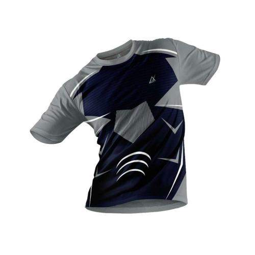 JJ TEES Polyester Half Sleeve Jersey with Round Collar and Digital Print All Over for Men (Color: Grey, Navy Blue)