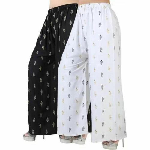 SUNBRUST Women's Daily Wear Black and White Cotton fabric Palazzo Pants
