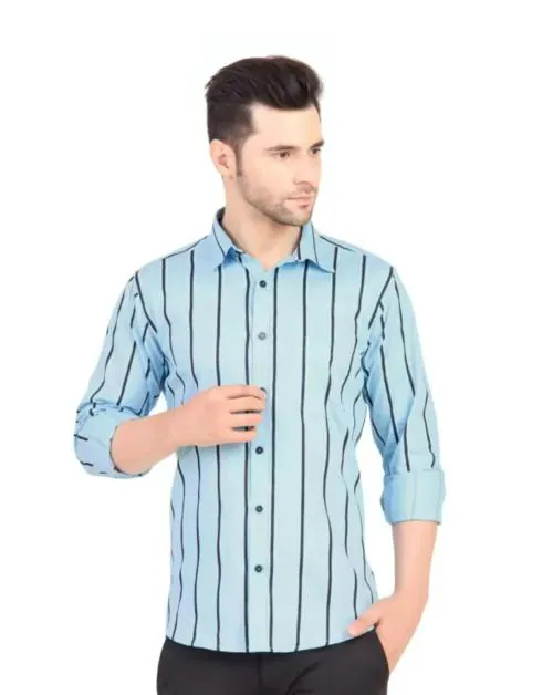 DESIGN UP Mens Grey Striped Pure Cotton Shirt Available in a variety of solid colors and patterns, including plaids, stripes, and florals size XL