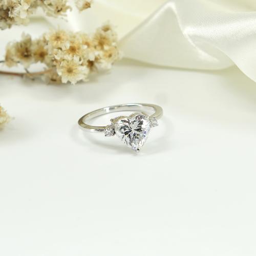 Mystical Hues 2.00 ct Heart Shape Moissanite Engagement Ring , 8mm Heart Shape , 3 stone Promise Ring, Classic Ring for Women DEF - VVS Quality Certified and Hallmarked
