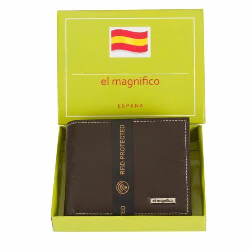 EL MAGNIFICO Men Brown Faux Leather Formal RFID Wallet