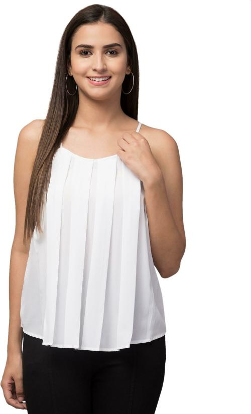 Neelja Women White Poly Crepe Woven Tops (M) l Women tops l Tops for women l casual top l formal top