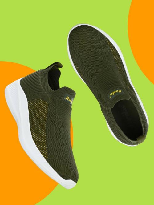 Hirolas GlideFit Sports Running Shoes.- Olive Green/Yellow