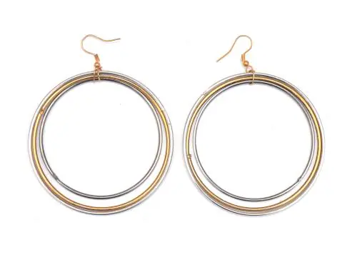 Honbon Ethnic Look Triple Layer Plain Hoop Earrings Glossy Finish Kan Bali for Women & Girls 1pair