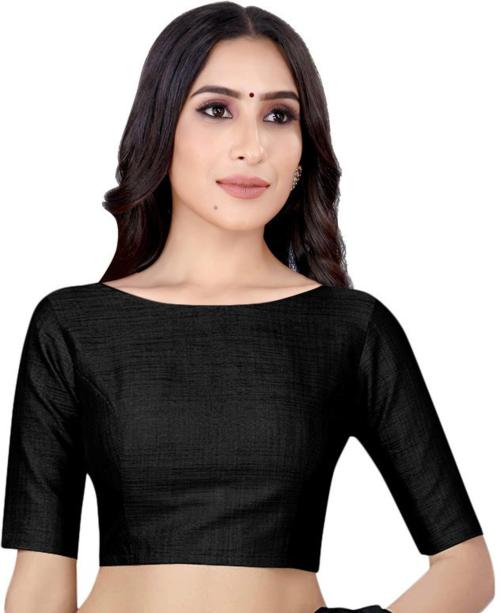 Desimisskart Women Black Solid Phantom Boat Neck Blouse (38)