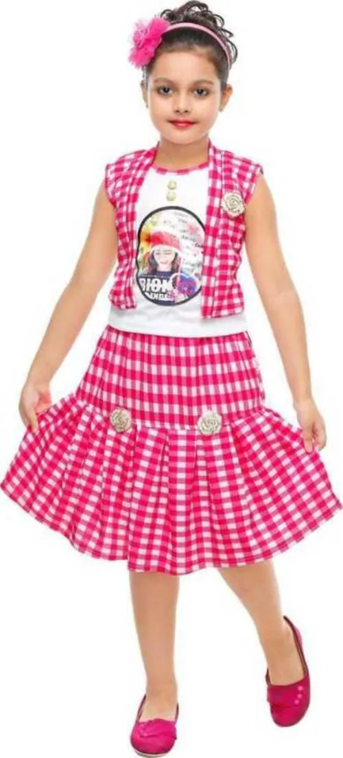 DIGIMART Girls Multicolored Designer Cotton Top Skirt
