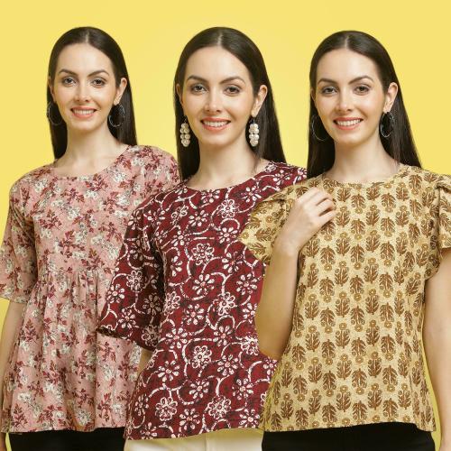 Poshyaa Tops for women western wear party wear tops for women crepe stylish combo pack 3 s to xl size