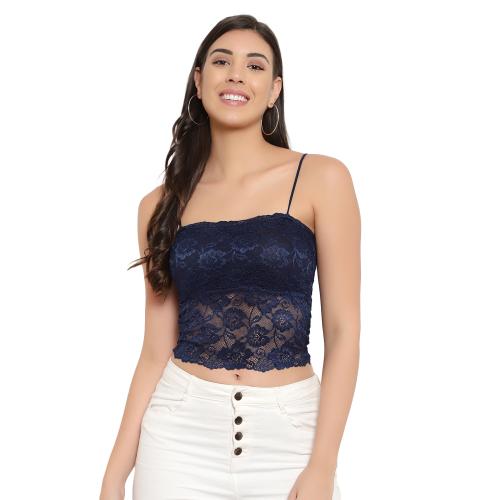 KRITIU Women's Net Camisole Padded Inner Spaghetti Tank Top Removable Pads Free Size