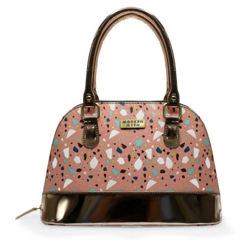 Senora Pink Abstract & Rosegold Faux Leather Women Handbag