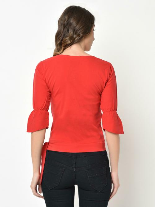 V2KART.COM V2KART.COM Women Full Sleeves Plain Top (Red)