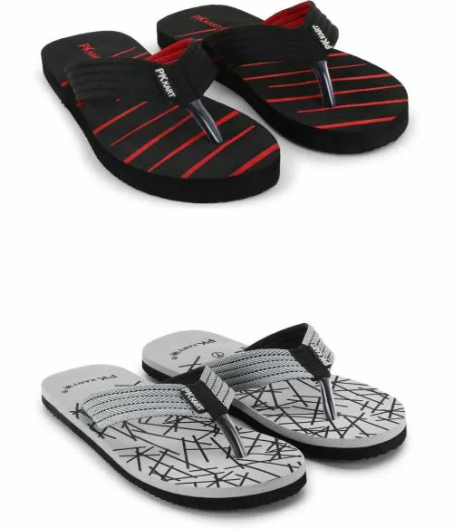 PKKART Black Flip Flops for Men(Pack of 2)
