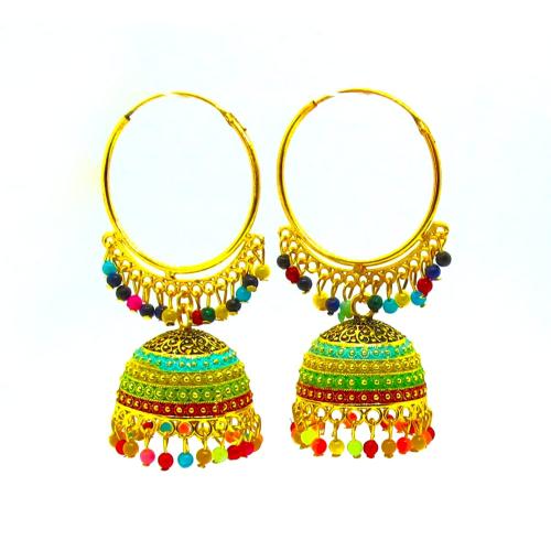 Style Viva Latest Multi-color Pearl Jhumka Earring for Girls and Women| Multi Color Clustered Beads|kashmiri Style Hoop Jhumka