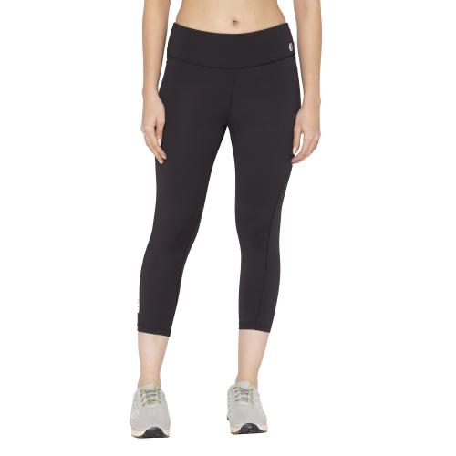 BODYACTIVE Women's Polyester Spandex Black Capri Yoga Pants with Pocket Essential High Waisted for Workout