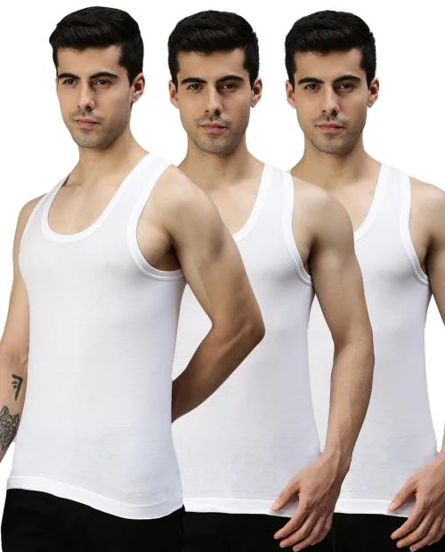 LUX Cozi White Mens Pure Cotton Vest Pack of 3