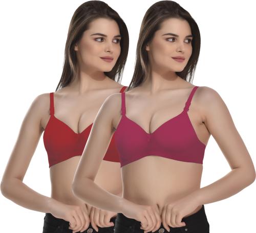 Alishan Multicolor Cotton Blend T-Shirt Lightly Padded Bra - 40B (pack of 2)