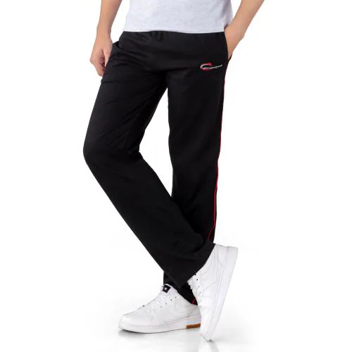 Chromozome Men Black Solid Cotton Track Pants