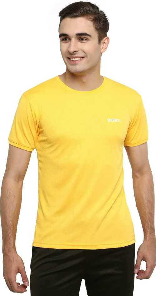 Nareety Men Black Solid Nylon Tshirt (M)