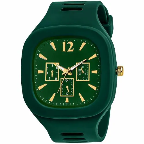 Talgo Analogue Green Dial and Green Rubber Strap Stylish Wrist Watch for Men & Boys - GRNRBER
