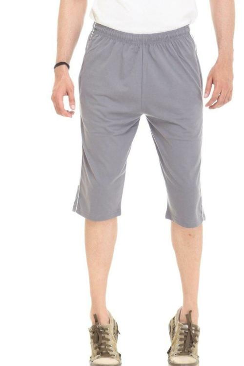Buy Colors and Blends Men Medium Grey Plain / Solid Midi Length Shorts
